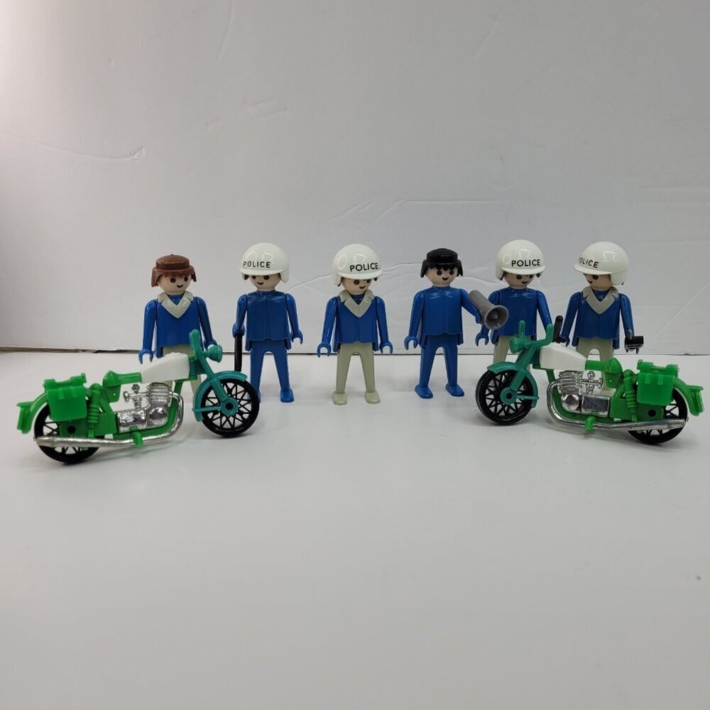Vintage Playmobil Police Figures and Motorbikes Playset 1974